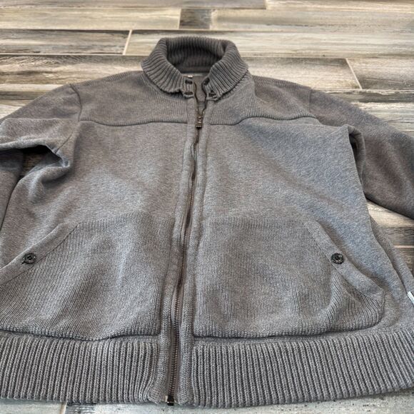 Ted Baker Cotton Blend Zip Up Gray Jacket Sweater Front Pouch Pocket Warm Lining - Picture 8 of 9